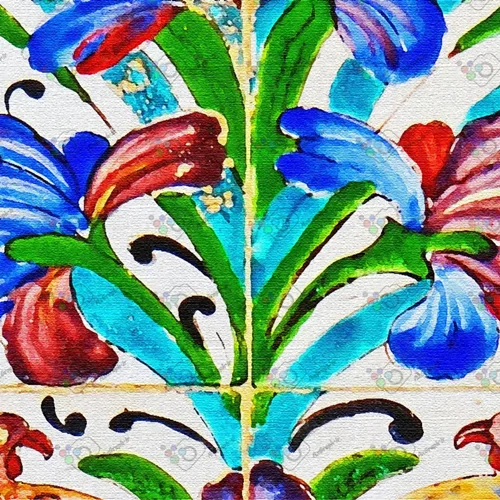 تصویر با کیفیت نمایی از کاشی لعابدار هفت رنگ با نقش گلدانی -کد 30081