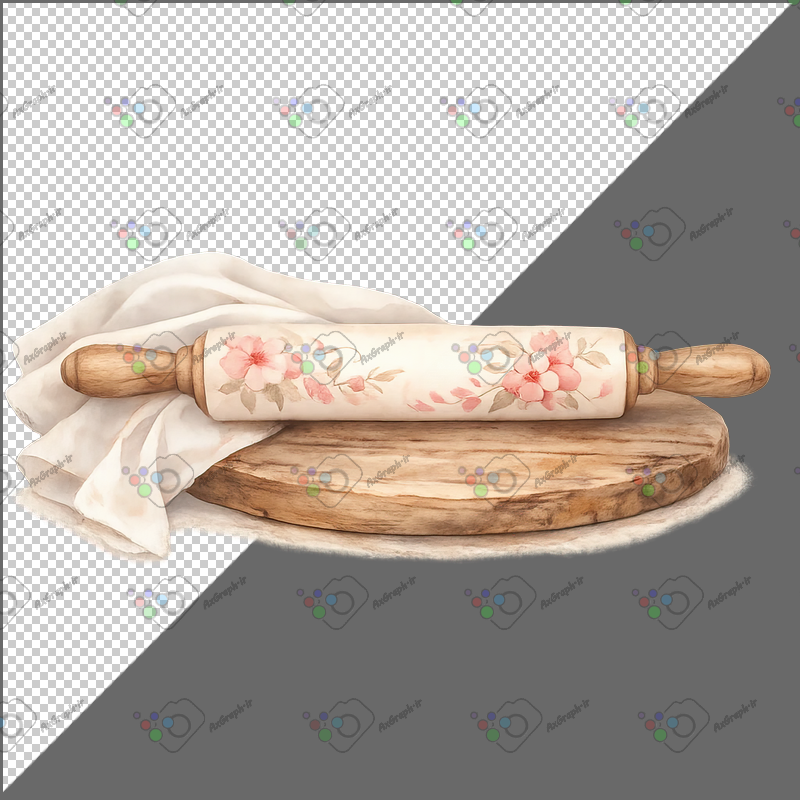 طرح برچسب فانتزی وردنه و تخته چوبی-کد 70139(ویژه عکس گراف)