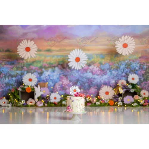 بک دراپ تولد تم گلهای مروارید-کد 411