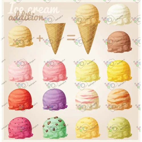 وکتور بستنی قیفی در 15 طعم-کد 11116