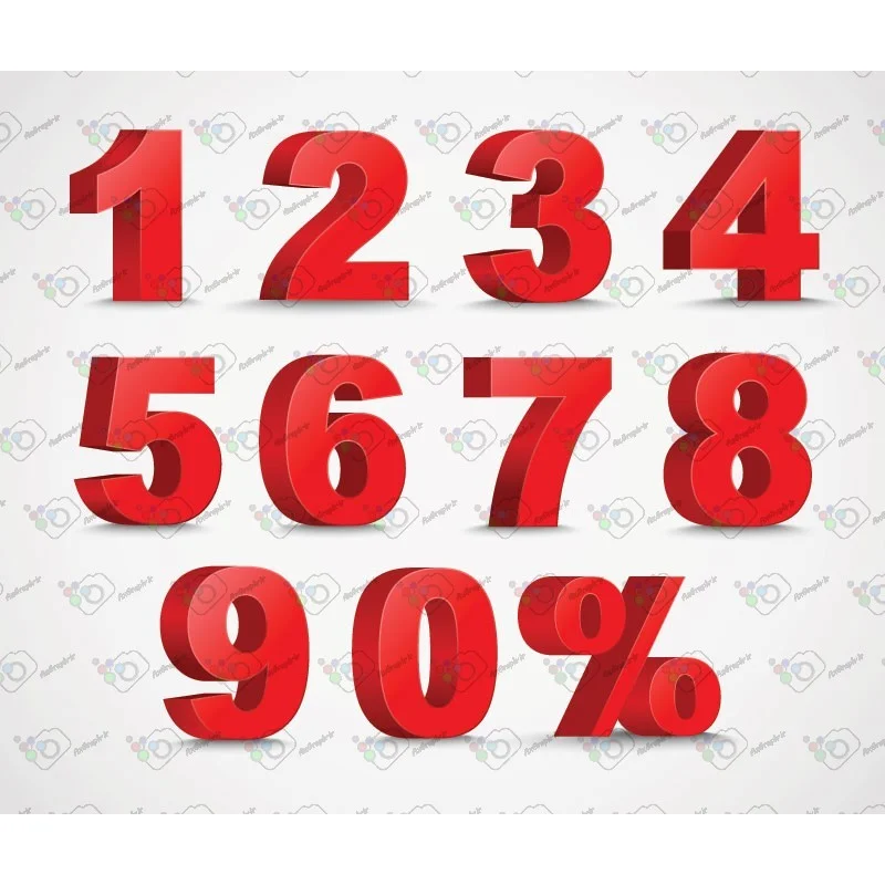 دانلود وکتور اعداد انگلیسی سه بعدی قرمز-کد 10321