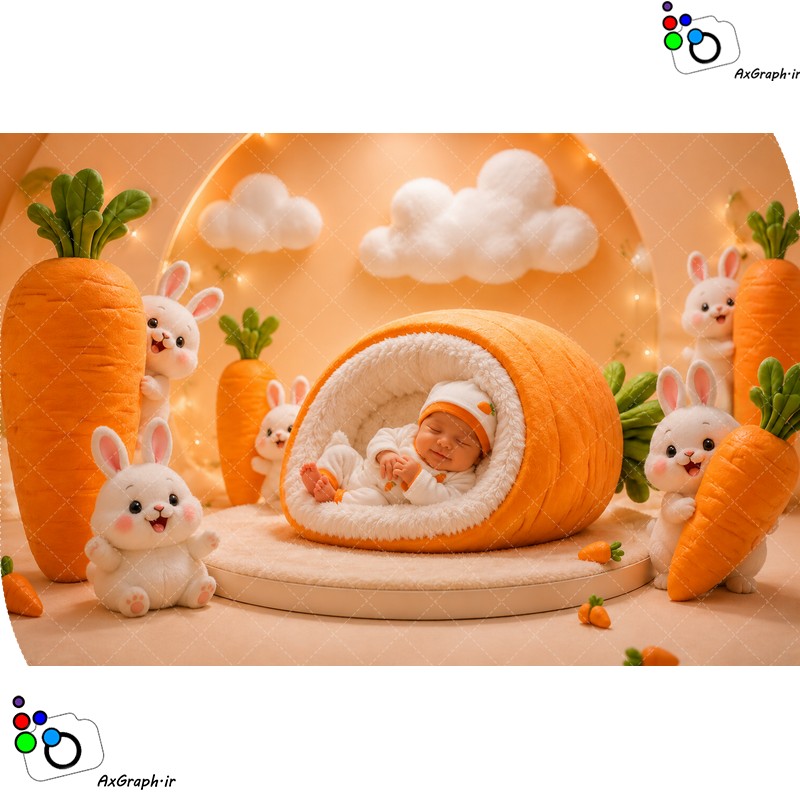 بک دراپ نوزاد لانه هویجی-کد 55523(ویژه عکس گراف)