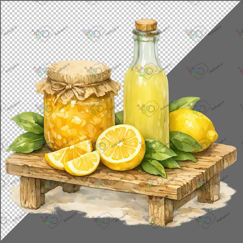 طرح برچسب فانتزی شیشه آبلیمو و لیمو و شیشه مربا-کد 70208(ویژه عکس گراف)