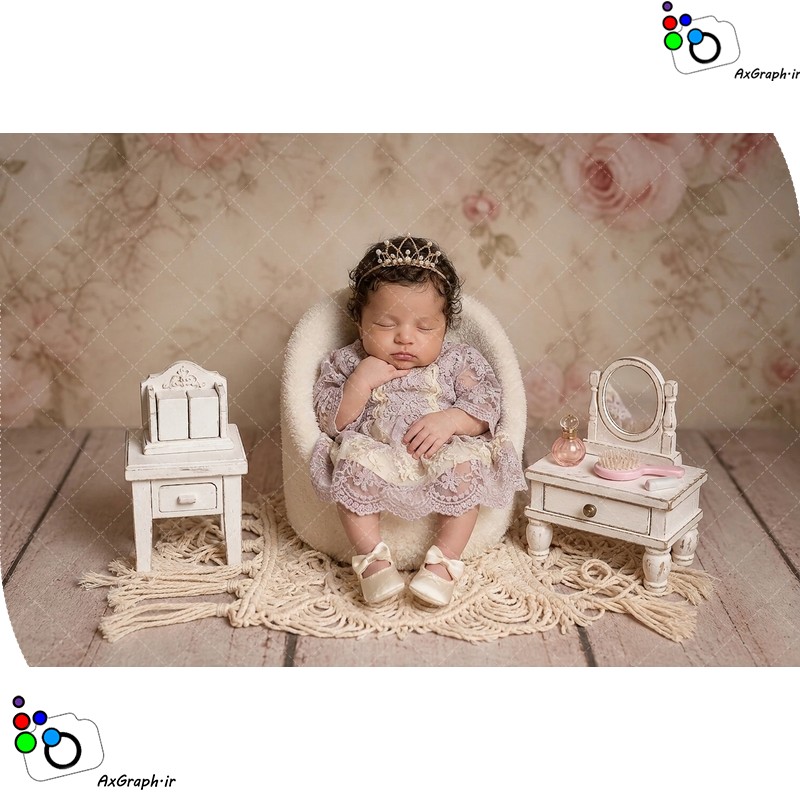 بک دراپ نوزاد مبل و لوازم دخترونه-کد 55488(ویژه عکس گراف)