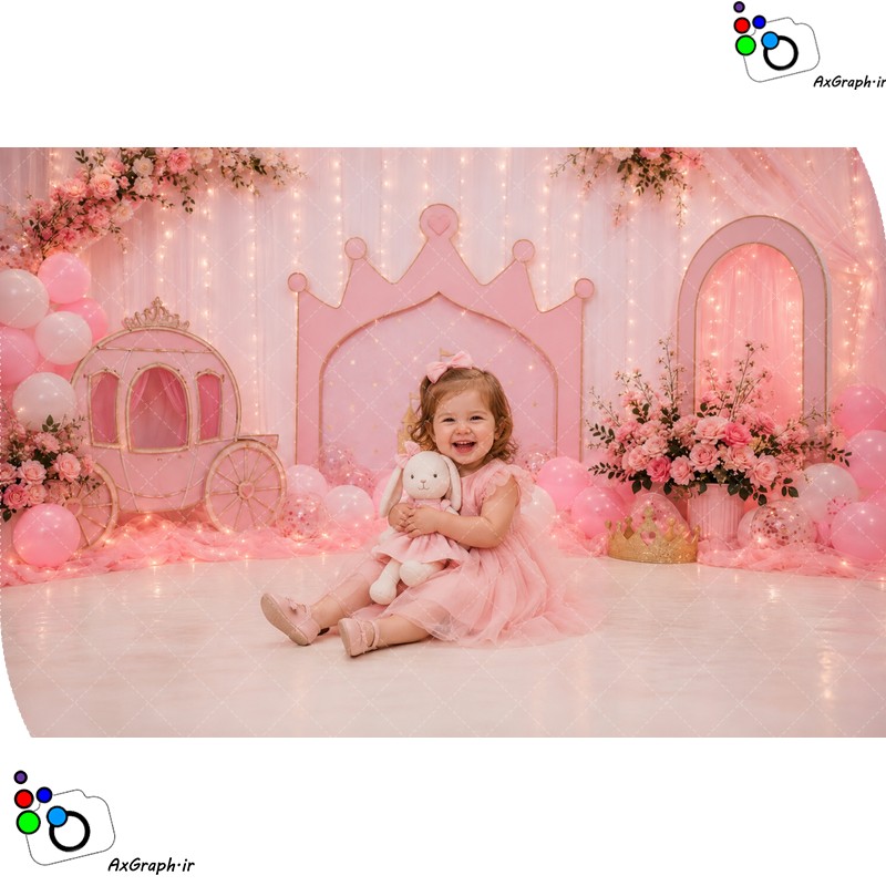 بک دراپ آتلیه کودک تم پرنسس-کد 55515(ویژه عکس گراف)