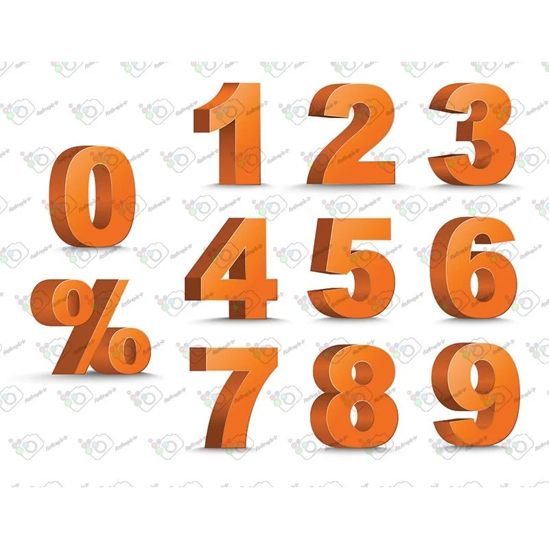 دانلود وکتور اعداد انگلیسی سه بعدی نارنجی-کد 10323