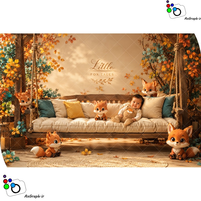 بک دراپ نوزاد و کودک تم پاییز و روباه-کد 55540(ویژه عکس گراف)
