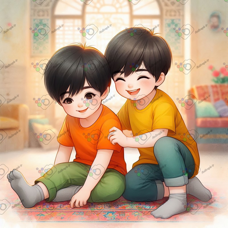 بک گراند کودکانه برادران در حال بازی-کد 44470(ویژه عکس گراف)