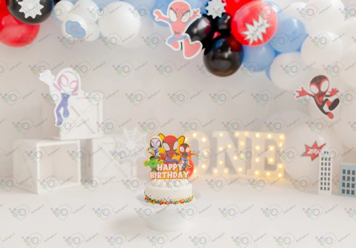 بک دراپ تولد یک سالگی تم مرد عنکبوتی-کد 137