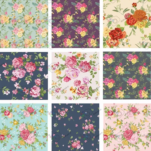 وکتور پترن گل گلی رز در 9 طرح متفاوت و زیبا-کد 11840