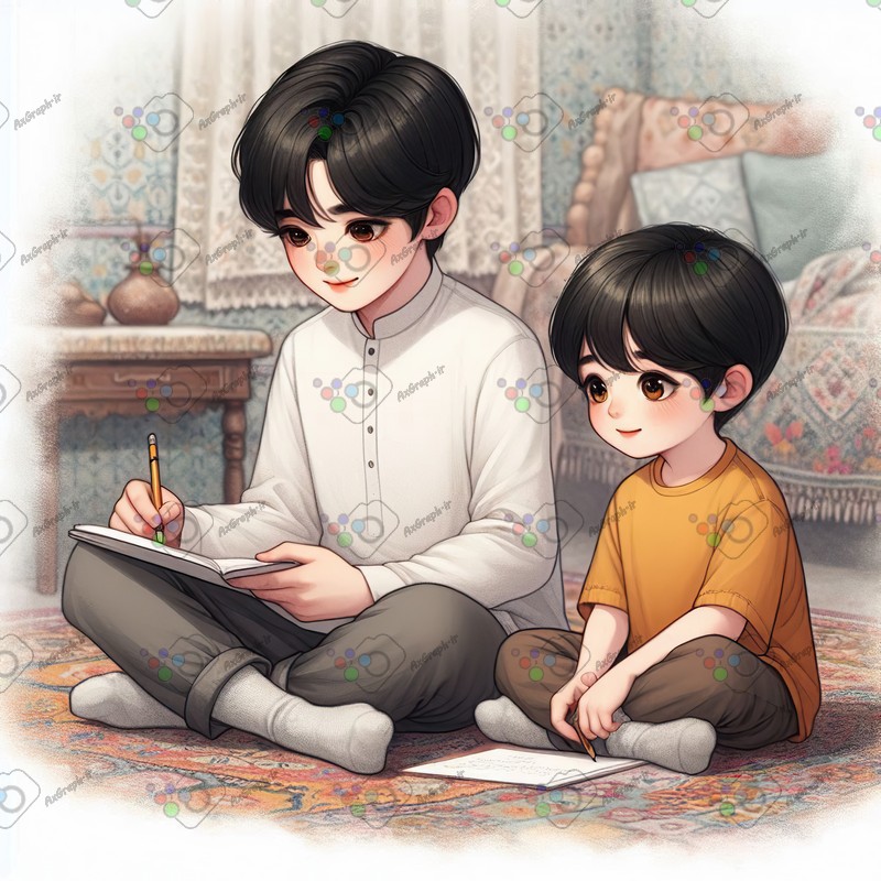 بک گراند کودکانه برادران در حال نوشتن-کد 44453(ویژه عکس گراف)