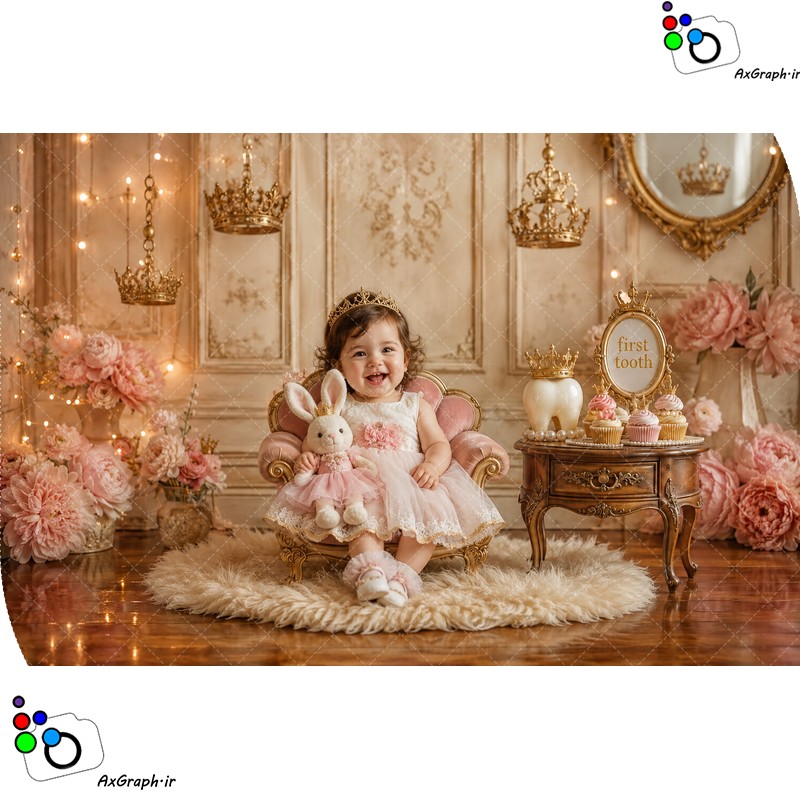 بک دراپ کودک دندونی تم پرنسس-کد 55502(ویژه عکس گراف)