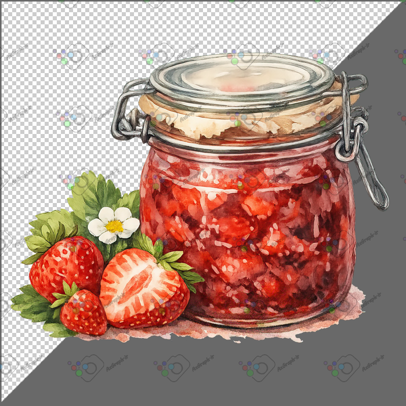 طرح برچسب فانتزی شیشه مربای توت فرنگی-کد 70174(ویژه عکس گراف)