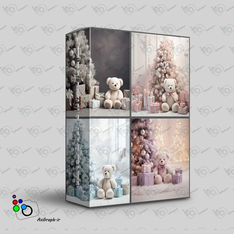مجموعه 12 بک دراپ آتلیه تدی و درخت کریسمس -کد 50030