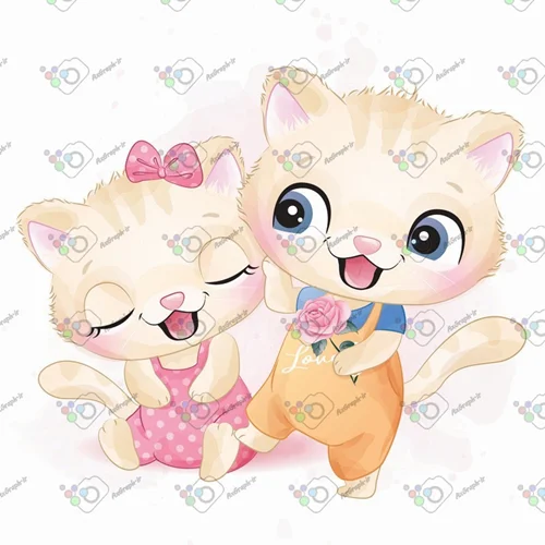 وکتور کودکانه دو گربه ملوس و ناز-کد 11703
