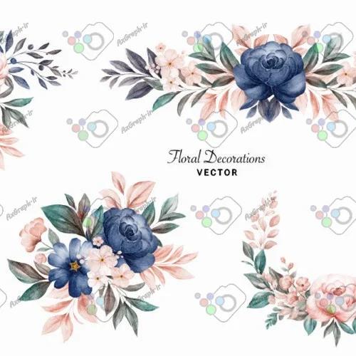 وکتور گل های تزئینی در 4 طرح-کد 11594