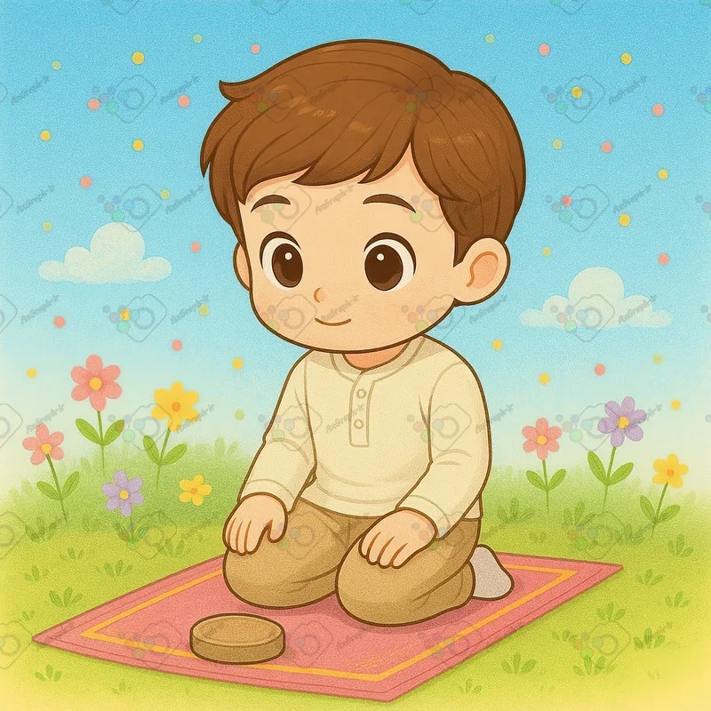 بک گراند کودکانه پسر کوچولوی با نمک در حال نماز خواندن-کد 44019(ویژه عکس گراف)