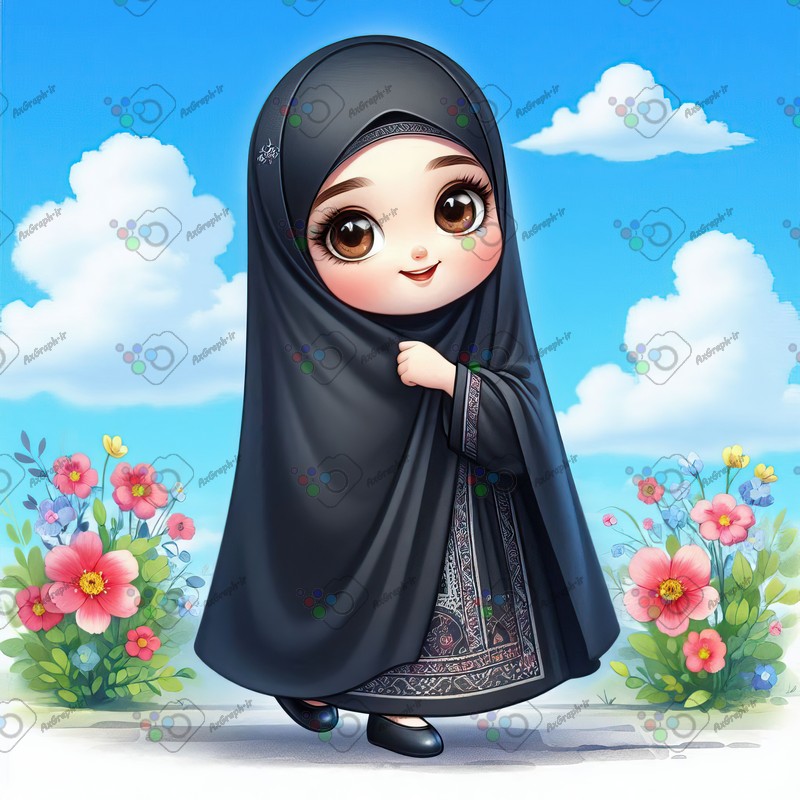 بک گراند کودکانه دختر کوچولوی ناز چادری با چهره خندان-کد 44359(ویژه عکس گراف)