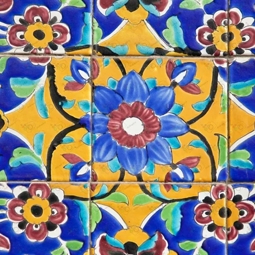 تصویر با کیفیت کاشی لعابدار هفت رنگ مسجد قدیمی تهران -کد 30001