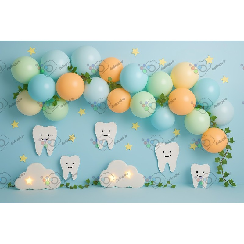 بک دراپ کودک تم دندونی-کد 55416(ویژه عکس گراف)