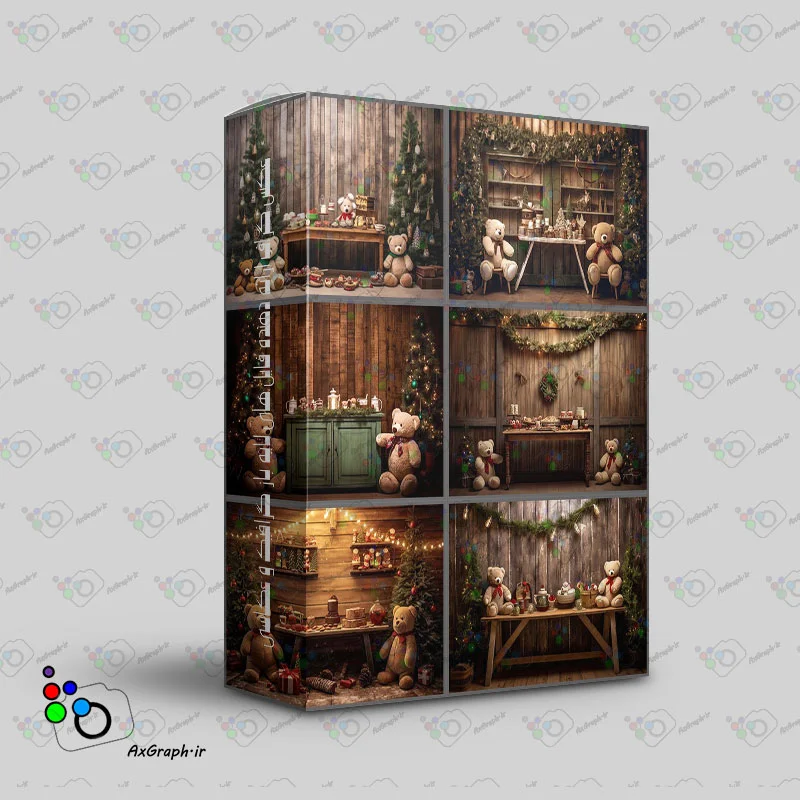 دانلود رایگان مجموعه 8 بک دراپ آتلیه کودک تدی و کریسمس -کد 50047