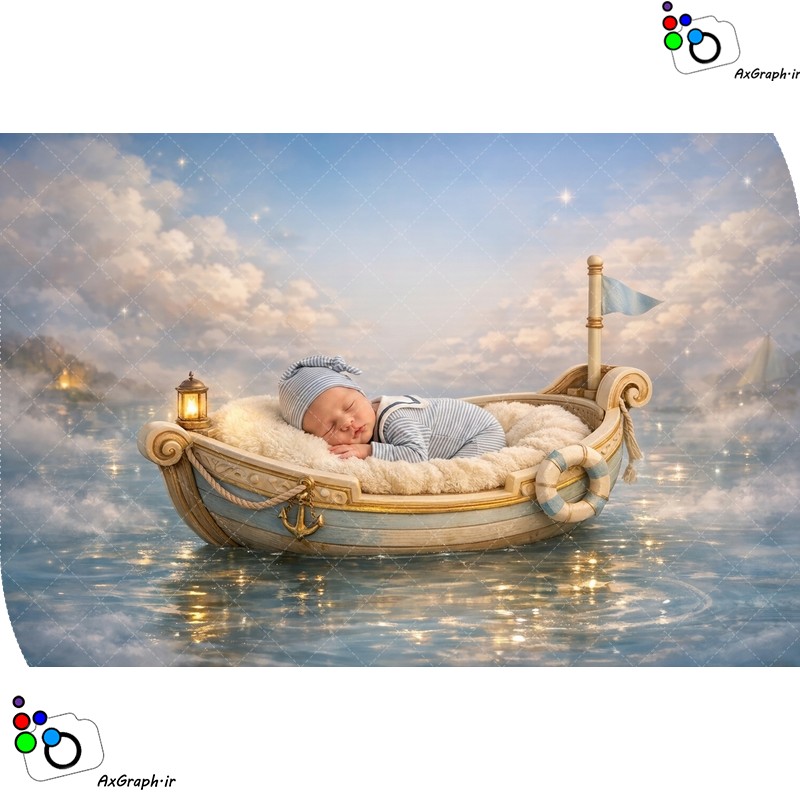 بک دراپ نوزاد دریانورد کوچک-کد 55486(ویژه عکس گراف)
