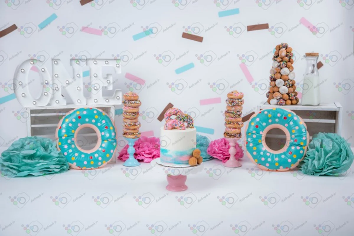 بک دراپ تولد یک سالگی تم دونات -کد 73