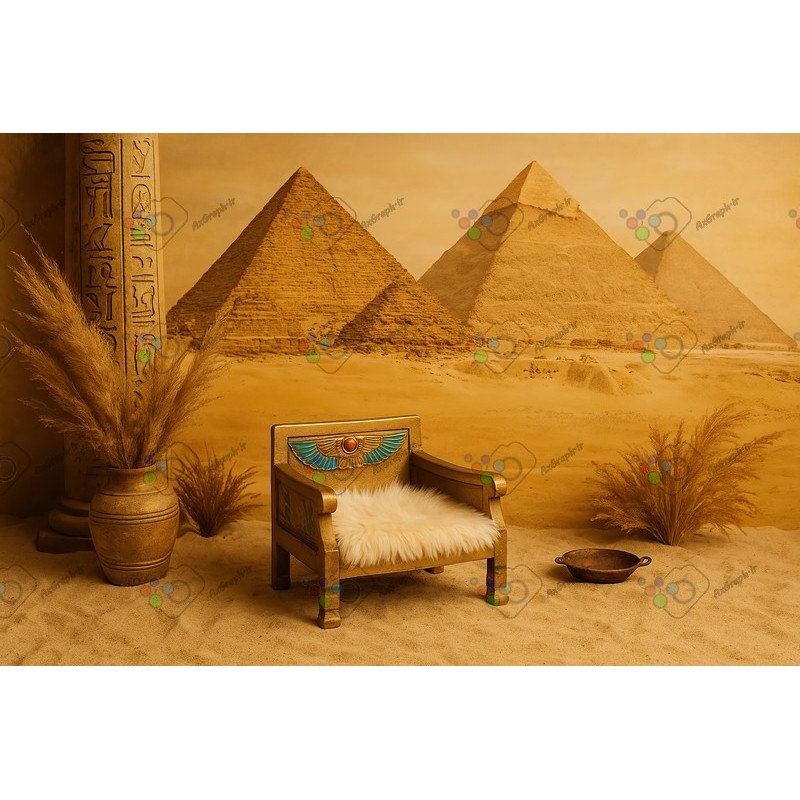 بک دراپ کودک و نوزاد مبل چوبی تم مصر باستان-کد 55421(ویژه عکس گراف)