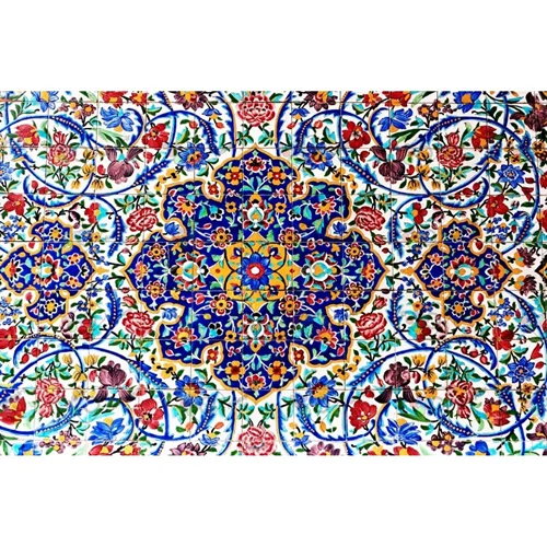 تصویر با کیفیت نمایی از کاشیکاری زیبای لعاب دار هفت رنگ-کد 30194