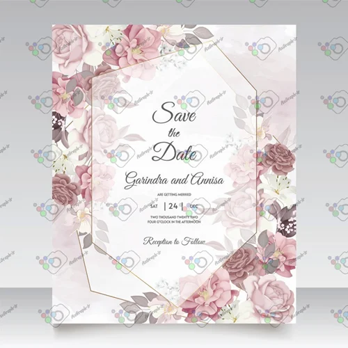 وکتور کارت دعوت عروسی گلدار-کد 11582
