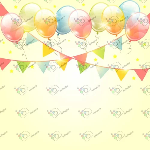 دانلود رایگان وکتور بک گراند تولد با طرح بادکنکو ریسه های رنگی-کد 11517