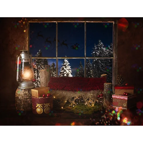 بک دراپ نوزاد تخت خواب چوب درختی تم کریسمس-کد 5552