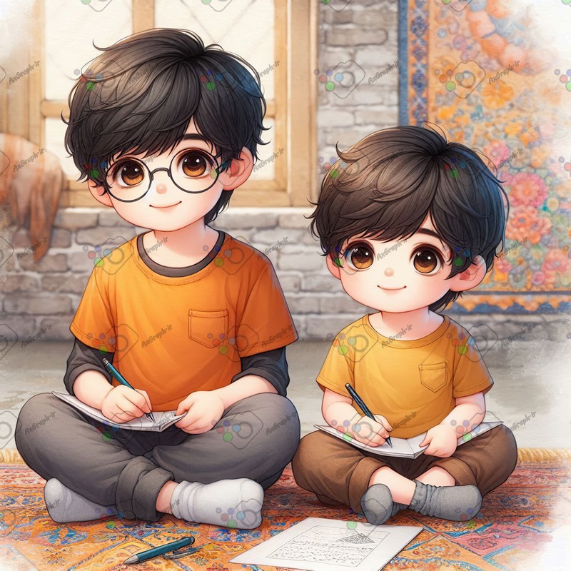 بک گراند کودکانه برادران در حال نوشتن-کد 44464(ویژه عکس گراف)