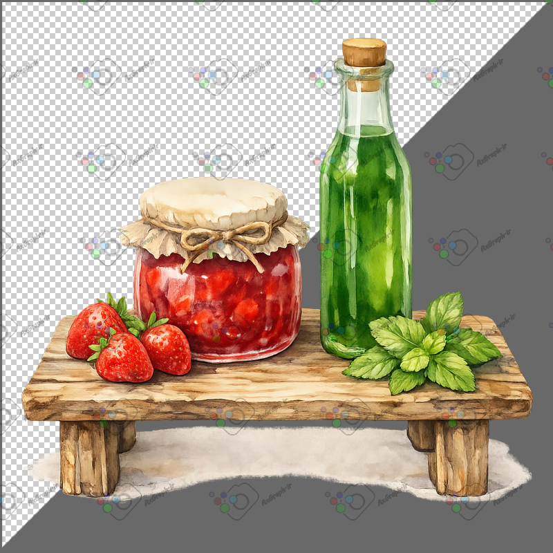 طرح برچسب شیشه شربت نعنا و مربای توت فرنگی-کد 70115(ویژه عکس گراف)