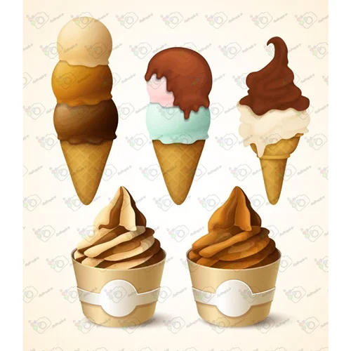 دانلود وکتور بستنی قیفی در 5 طرح-کد 10396