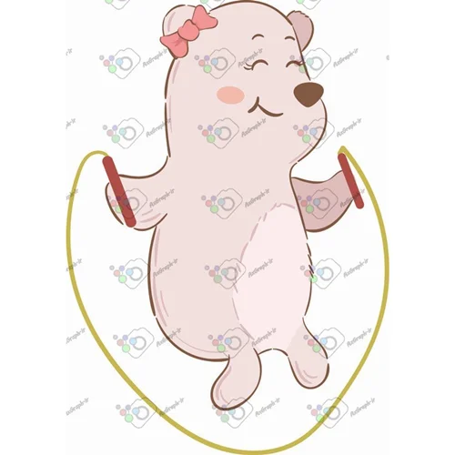 وکتور کارتونی خرس خپلو در حال طناب زدن-کد 11995