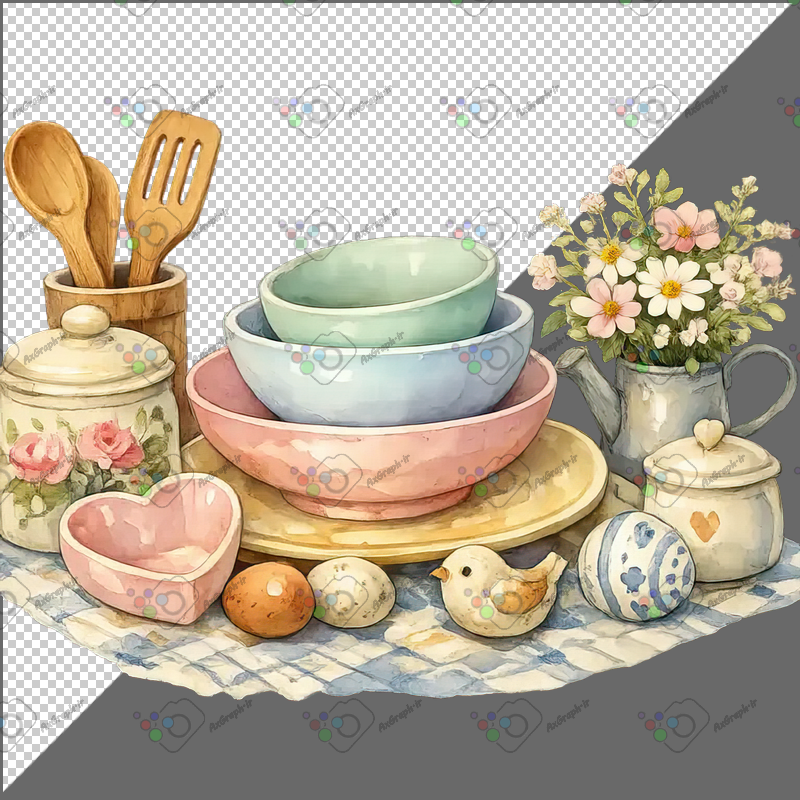 طرح برچسب فانتزی ظروف سرامیکی و گلدان گل-کد 70205(ویژه عکس گراف)