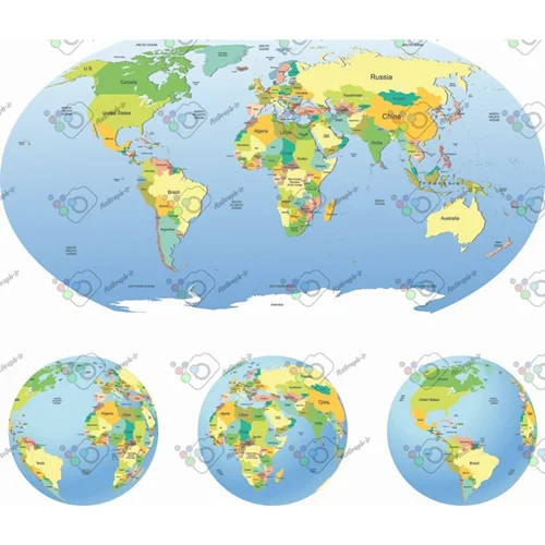 وکتور نقشه جهان-کد 12012