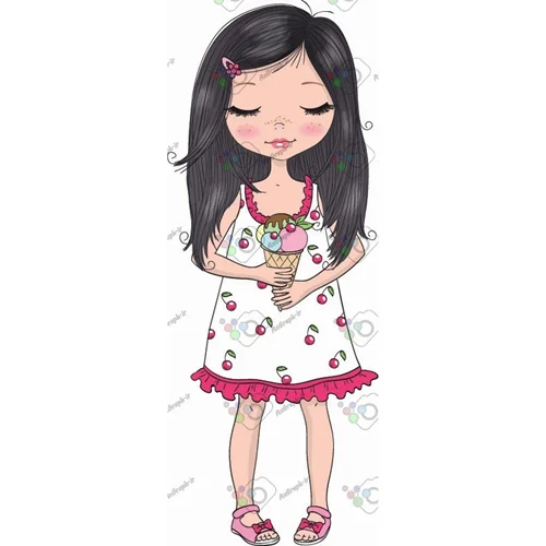 وکتور کودکانه دختر با بستنی قیفی-کد 11290