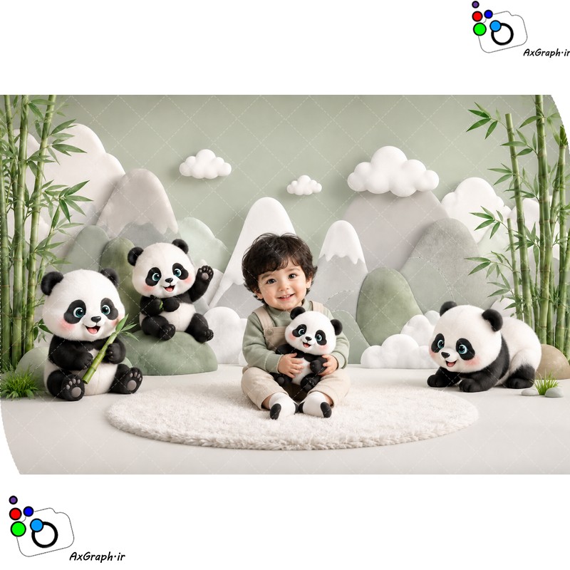 بک دراپ آتلیه تم پاندا-کد 55529(ویژه عکس گراف)