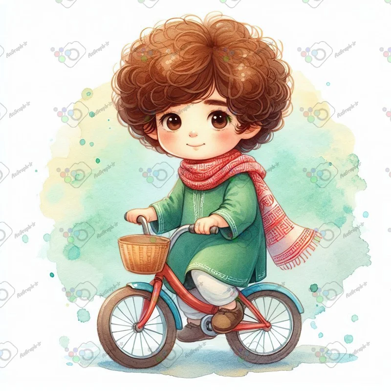 بک گراند کودکانه پسر بچه دوچرخه سوار-کد 43893(ویژه عکس گراف)