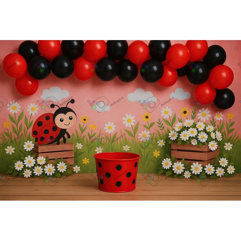 بک دراپ کودک تم کفشدوزک-کد 55449(ویژه عکس گراف)