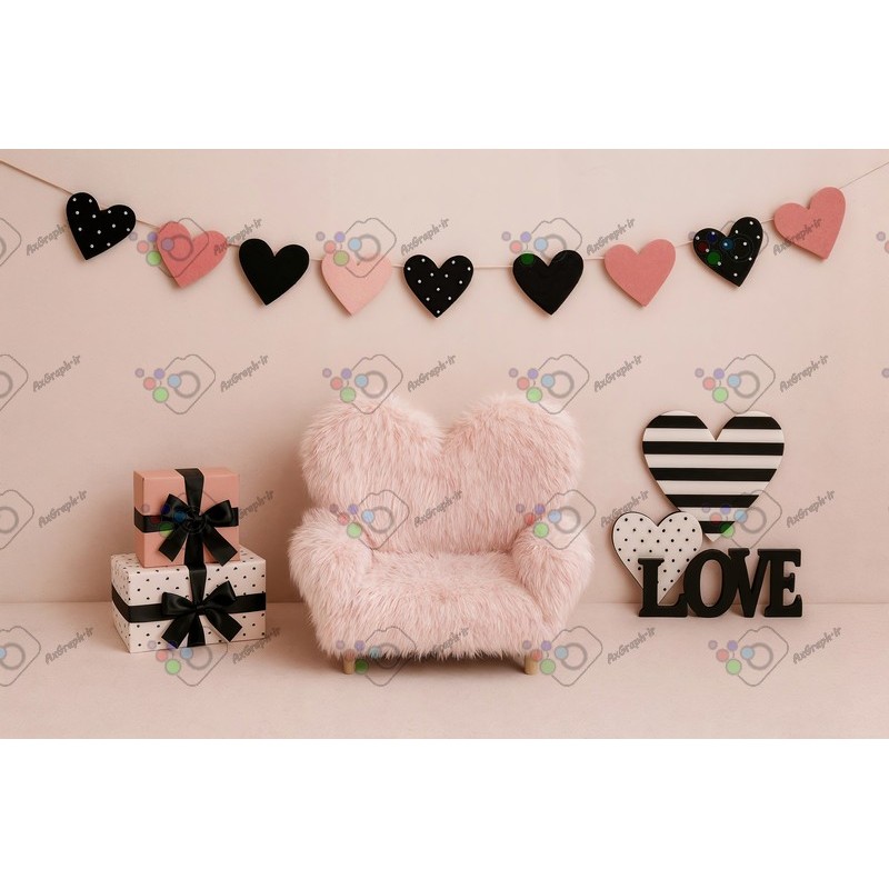 بک دراپ کودک و نوزاد تم قلب-کد 55412(ویژه عکس گراف)