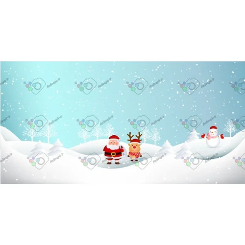 دانلود رایگان وکتور بابانوئل و گوزن و آدم برفی در روز برفی-کد 11544