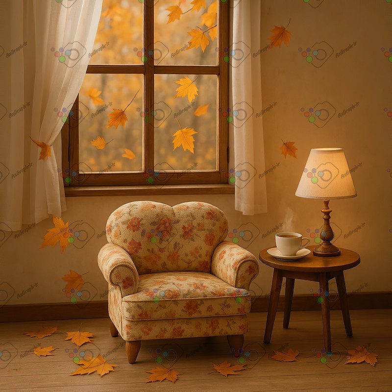 بک دراپ کودک و نوزاد مبل گل گلی تم پاییز-کد 55387(ویژه عکس گراف)