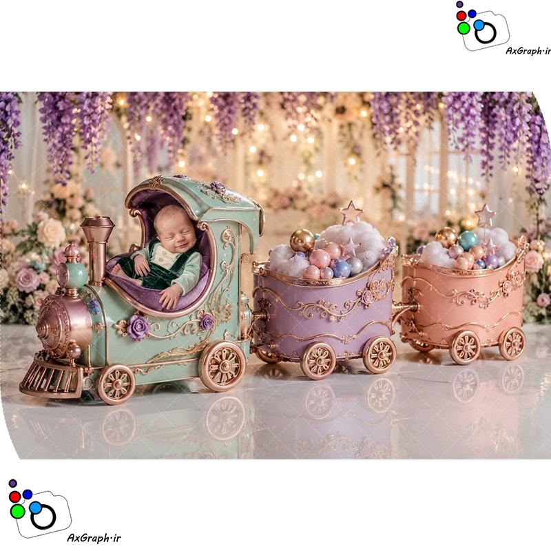 بک دراپ نوزاد قطار کریسمس-کد 55487(ویژه عکس گراف)