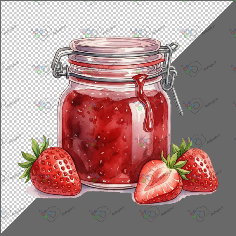 طرح برچسب فانتزی شیشه مربای توت فرنگی-کد 70170(ویژه عکس گراف)