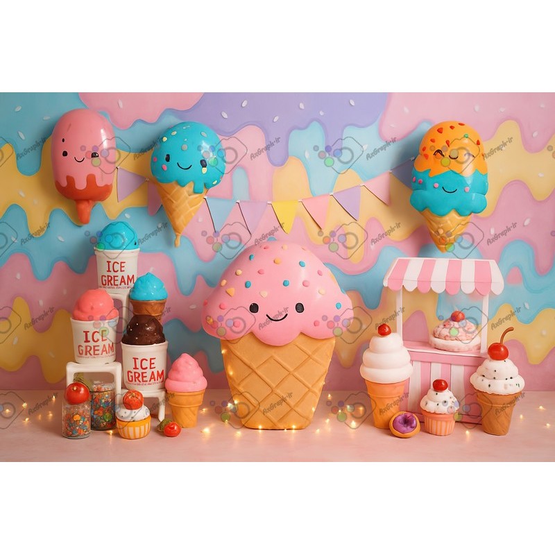 بک دراپ کودک تم بستنی فروش-کد 55443(ویژه عکس گراف)