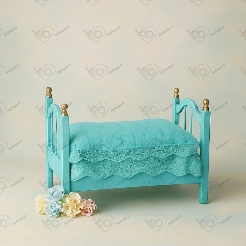 بک دراپ نوزاد تخت خواب آبی چوبی-کد 55241(ویژه عکس گراف)