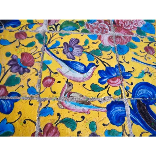 تصویر با کیفیت نمای بسته از کاشیکاری زیبای کاخ گلستان-کد 30148